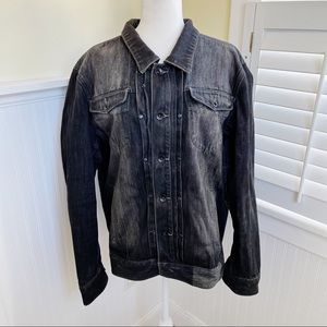 Sean John Y2K Washed Black Button-Up Denim Jacket Men’s Size XXL